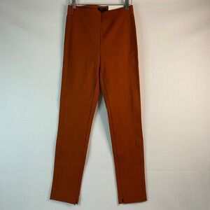 Ann Taylor Dress Pants High Rise Zipper Accents Copper Brown Petite‎ Sz XSP NWT